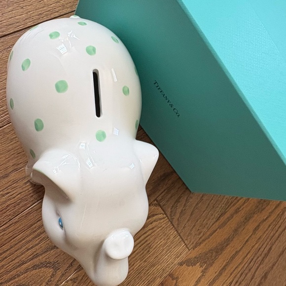 Tiffany & Co. Handpainted White Elephant Coin Bank - Picture 2 of 13